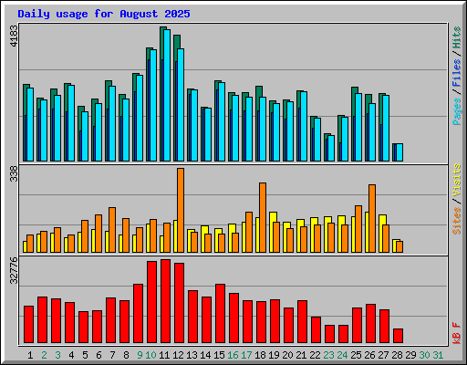 Daily usage for August 2025
