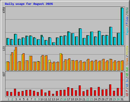 Daily usage for August 2026